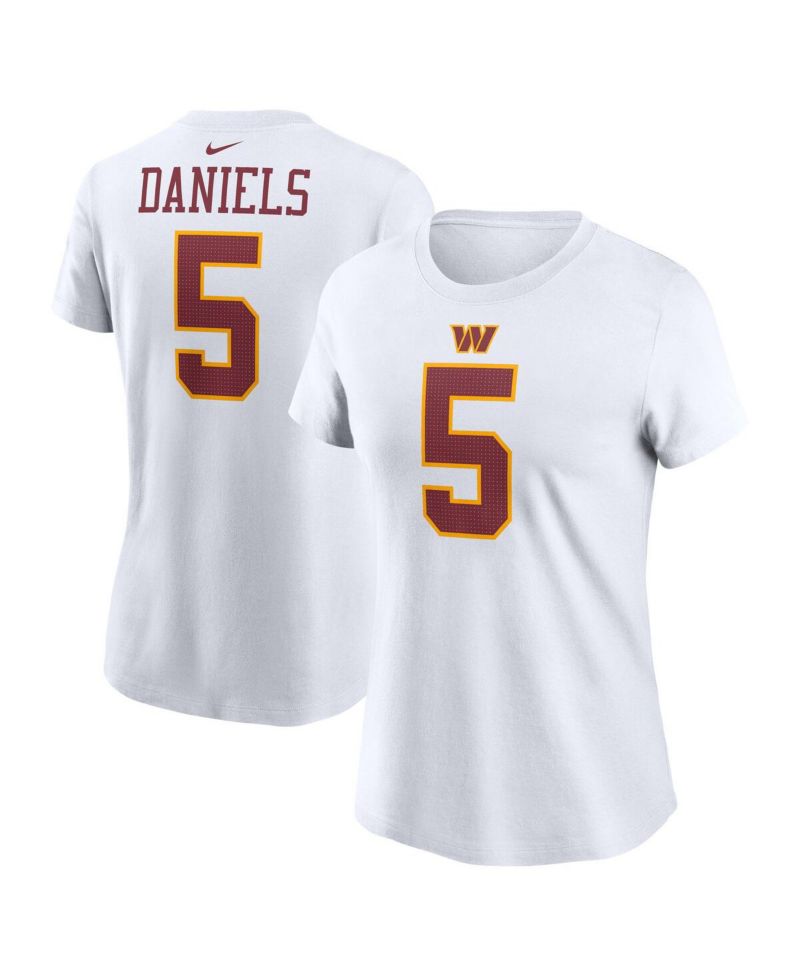 Women's Jayden Daniels White Washington Commanders Super Bowl Era Name & Number T-Shirt