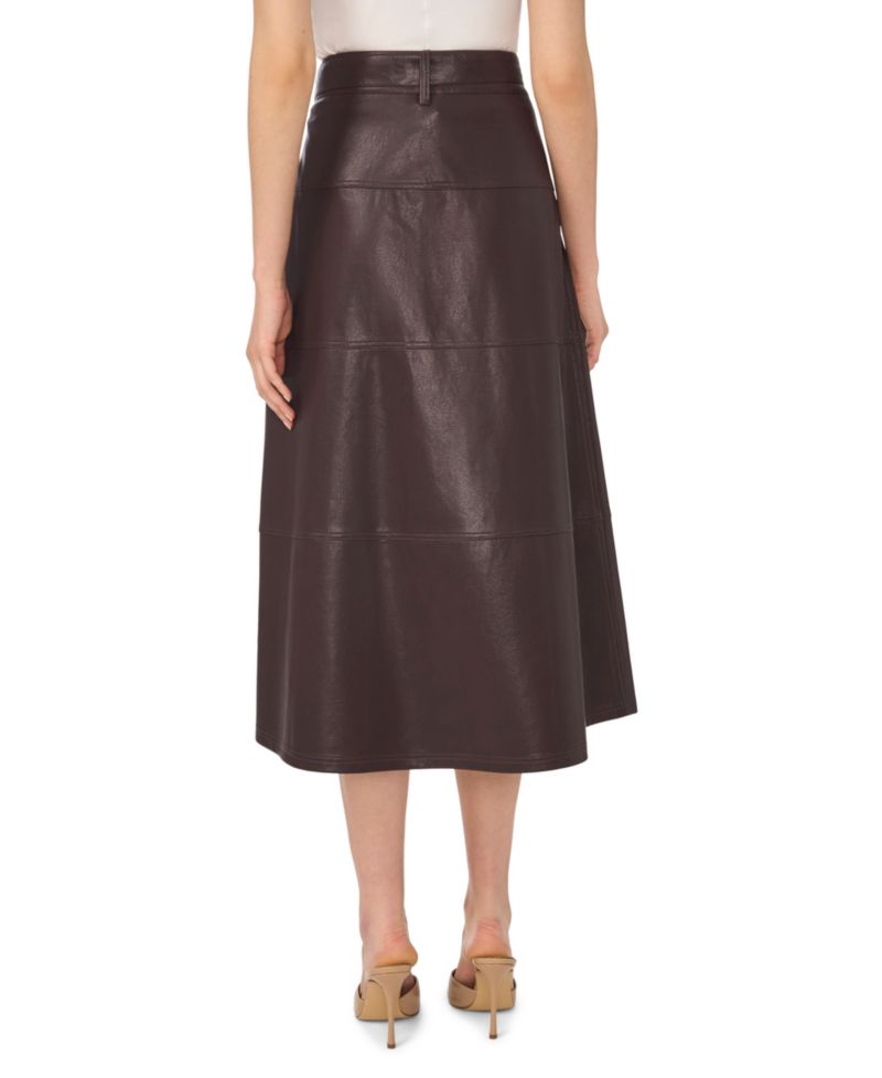 Women's High-Waisted A-Line Tie Belt Midi Skirt