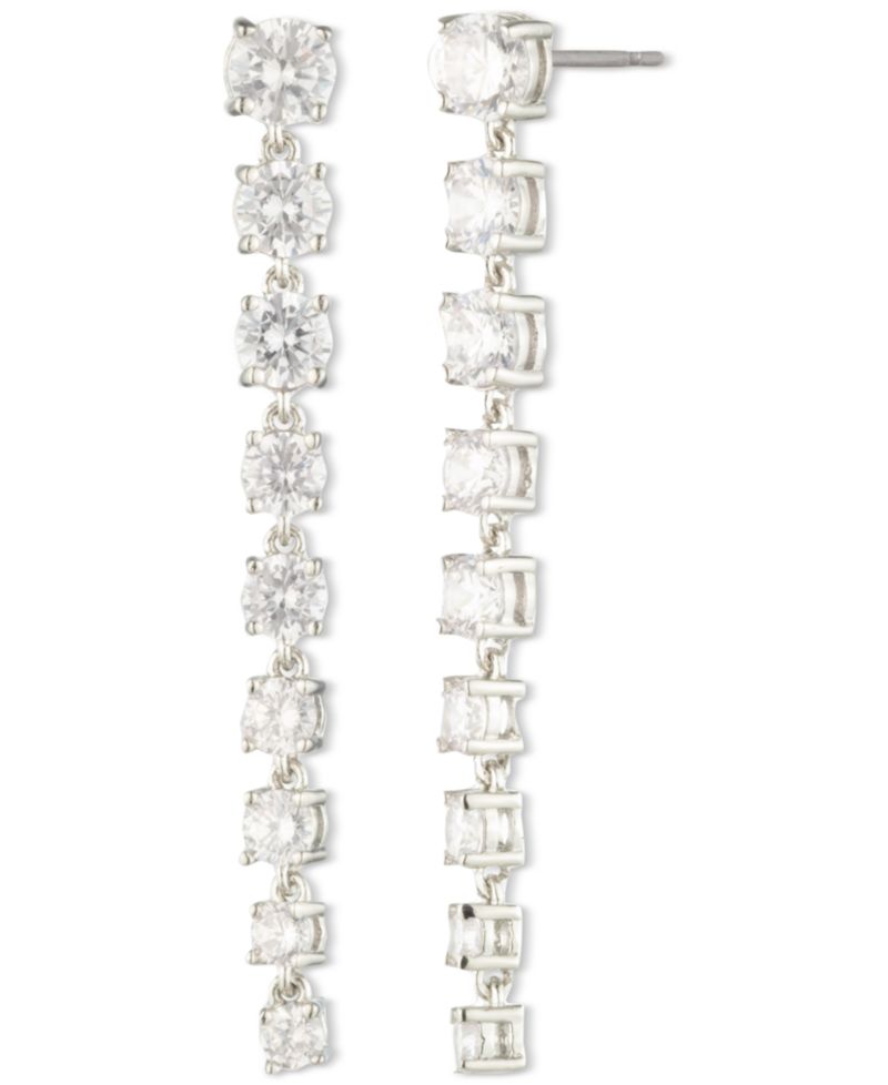 Cubic Zirconia Linear Drop Earrings