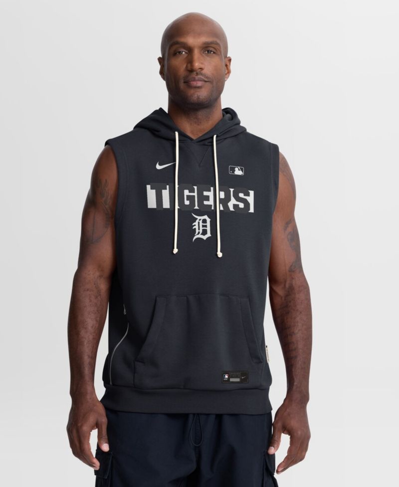 Men's Navy Detroit Tigers Authentic Collection Standard Issue Dri-FIT Sleeveless Hoodie