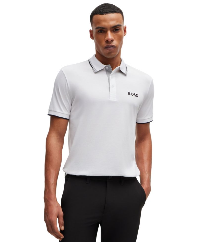 Men's Contrast Logo Cotton-Blend Polo Shirt