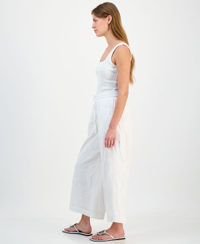Petite Jacquard High-Rise Wide-Leg Pants