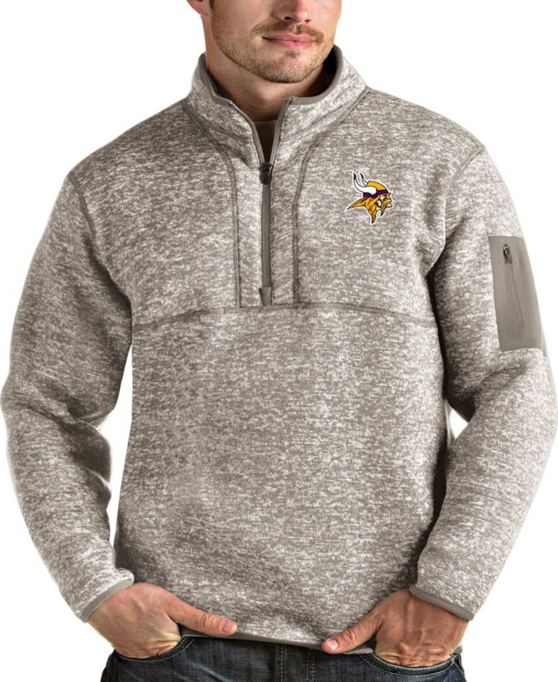 Men's Oatmeal Minnesota Vikings Fortune Quarter-Zip Pullover Jacket