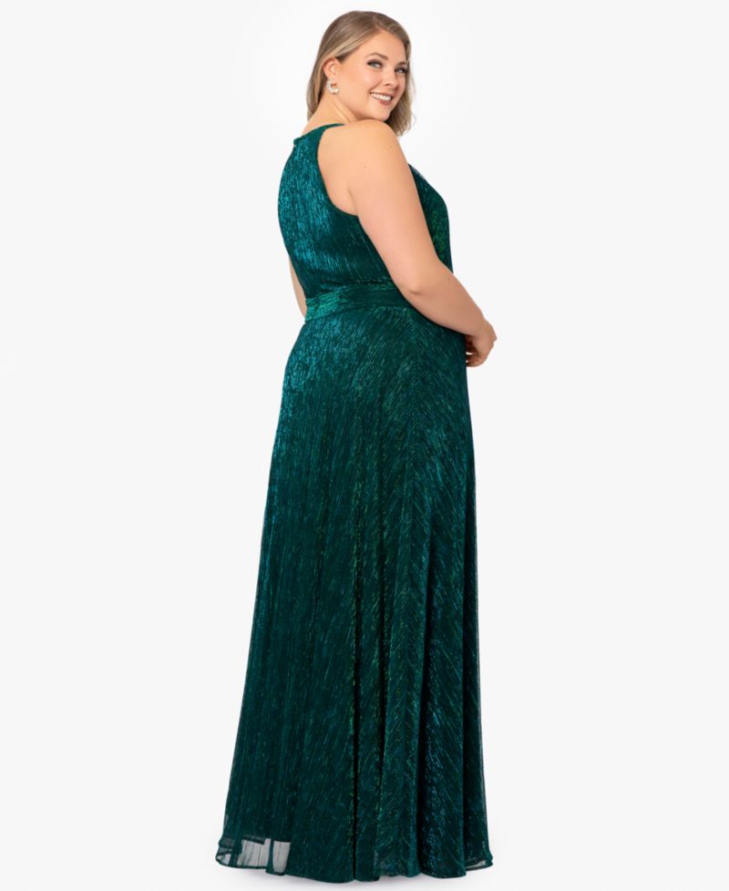 Petite Metallic Halter Gown