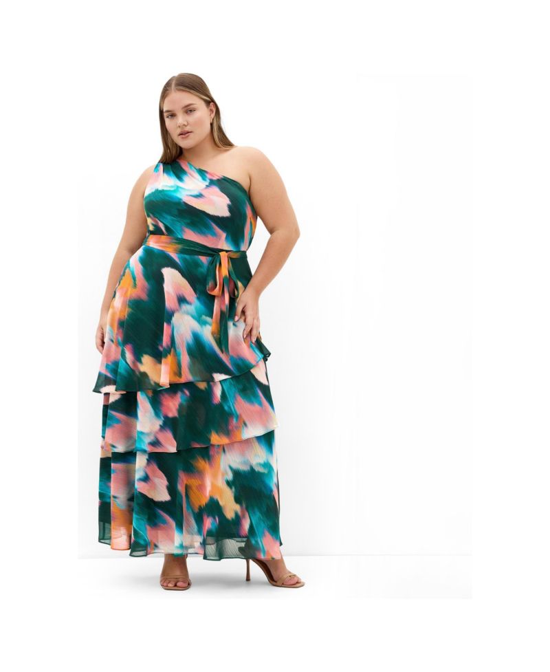 Women's Plus Size Rendezvous One Shoulder Maxi Dress