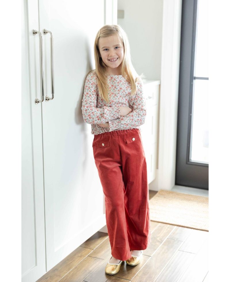 Girls (7-14) Floral Top with Rouching