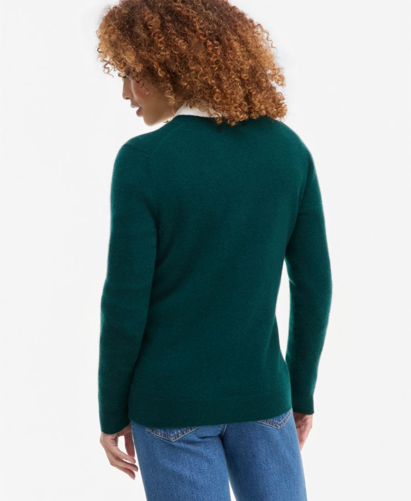 100% Cashmere Petite V-Neck Long-Sleeve Sweater