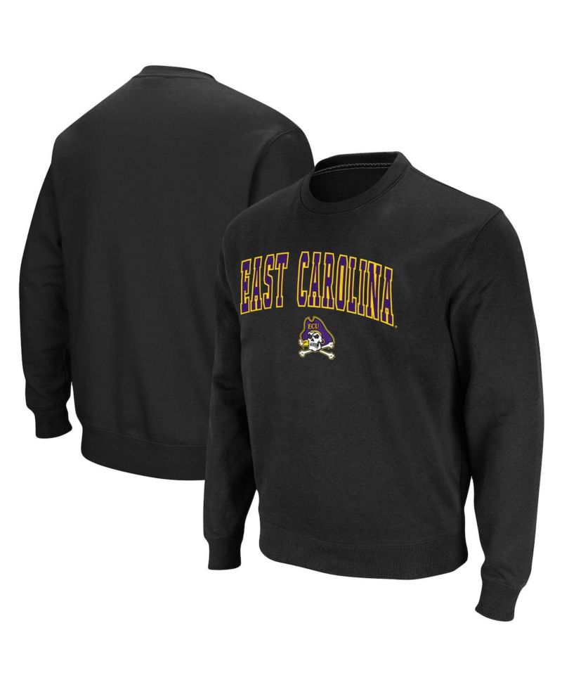 Men's Black ECU Pirates Arch & Logo Tackle Twill Pullover Sweatshirt