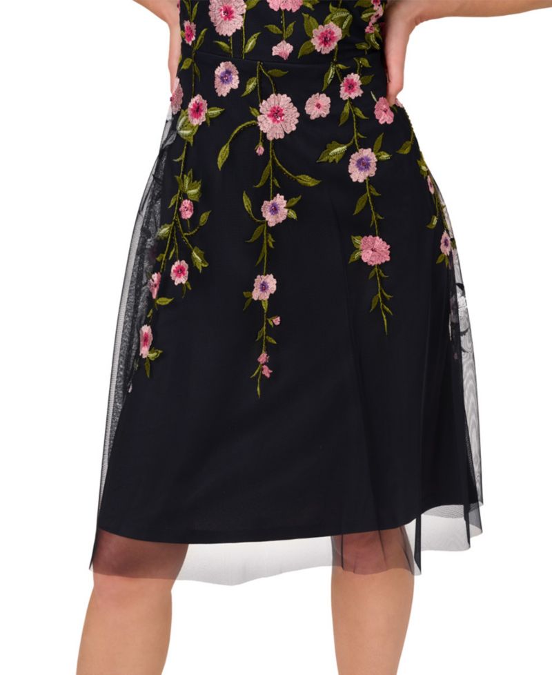 Women's Embroidered Beaded Fit & Flare Dress