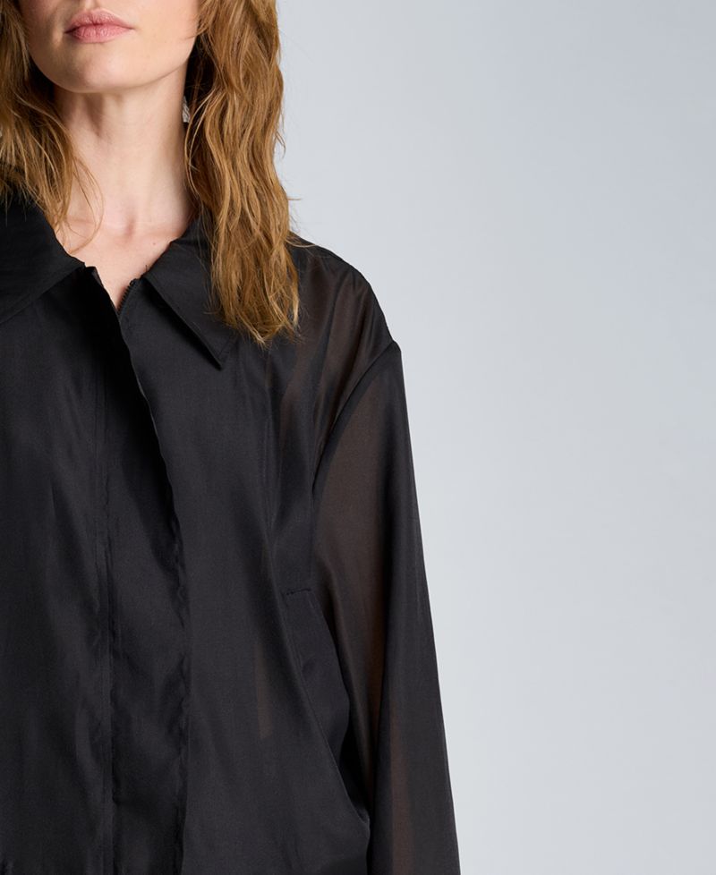 Women's Collared Neck Sheer Bomber Jacket