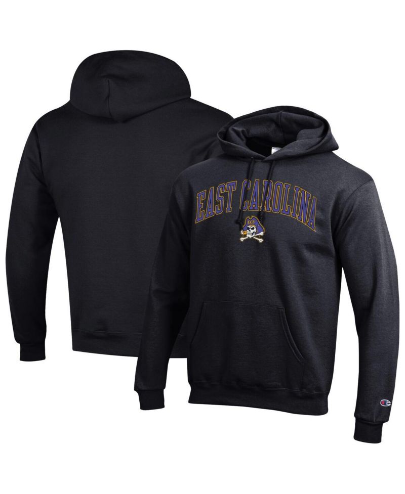 Men's Champion Purple ECU Pirates Arch Over Logo Pullover Hoodie