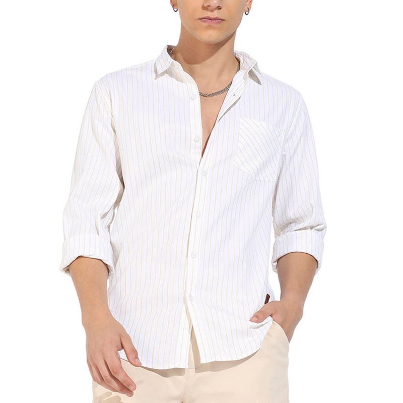 Men's White Chalk Striped Shirt