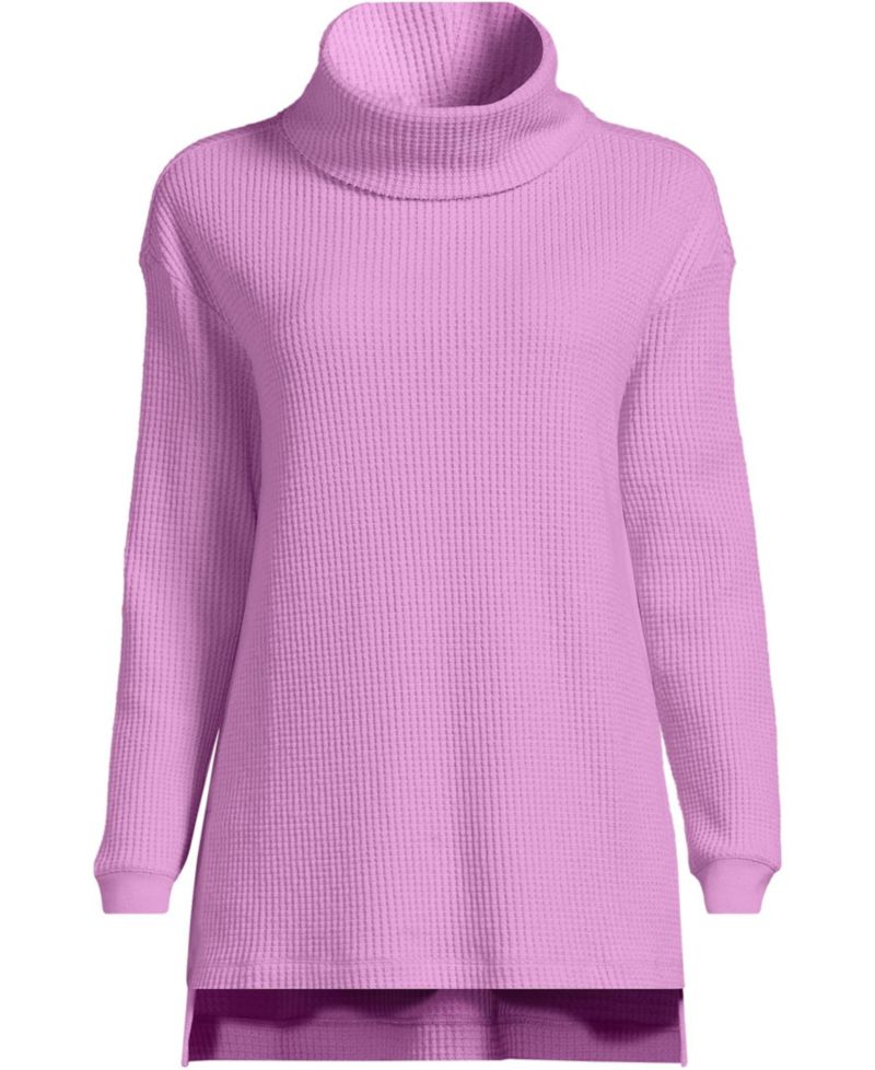 Women's Long Sleeve Waffle Cowl Neck Tunic