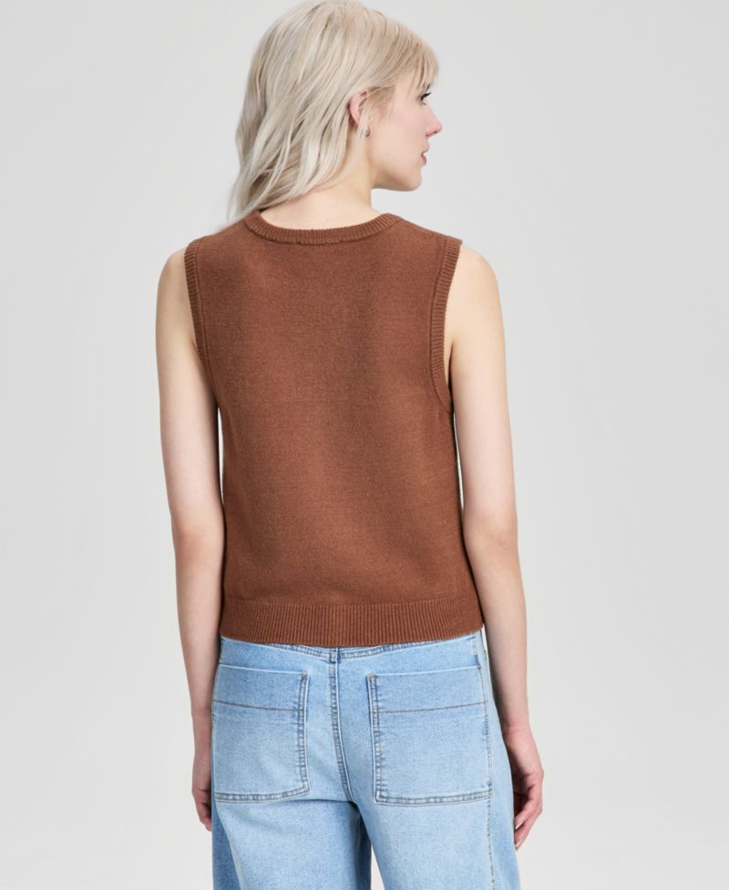 Women's Button-Front Crewneck Vest