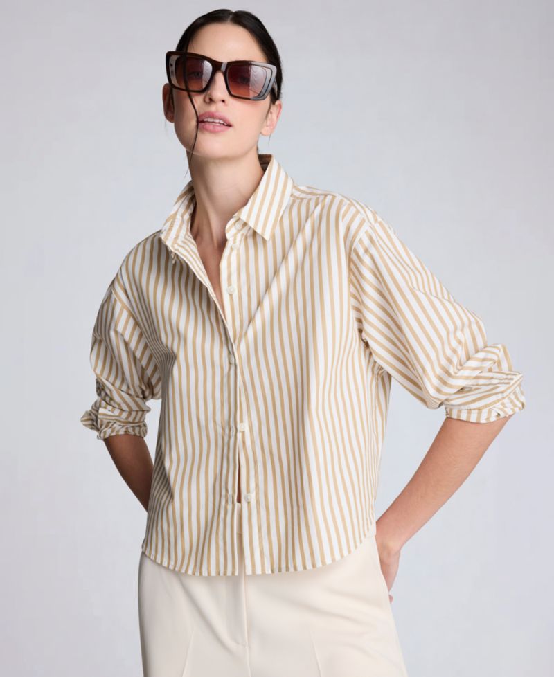 Women's Button-Front Cropped Shirt