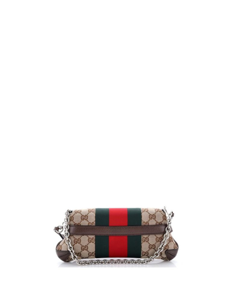 Small Horsebit NM Web Chain Clutch GG Canvas