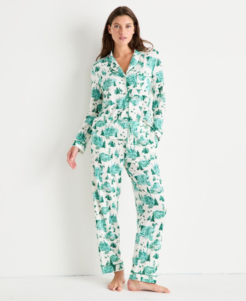 Women's Packaged Notched-Collar Pajama Set XS-3X