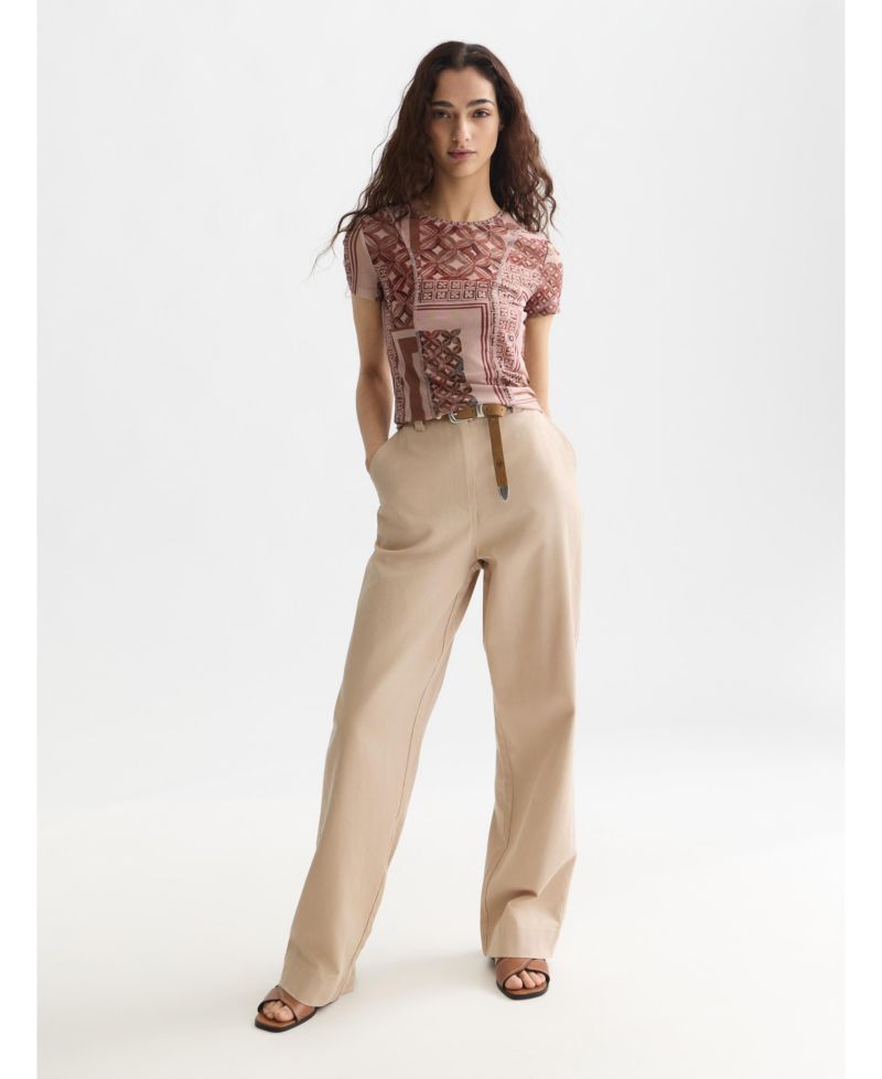 Women's Scotch and Soda Printed Mesh Slim-Fit T-Shirt