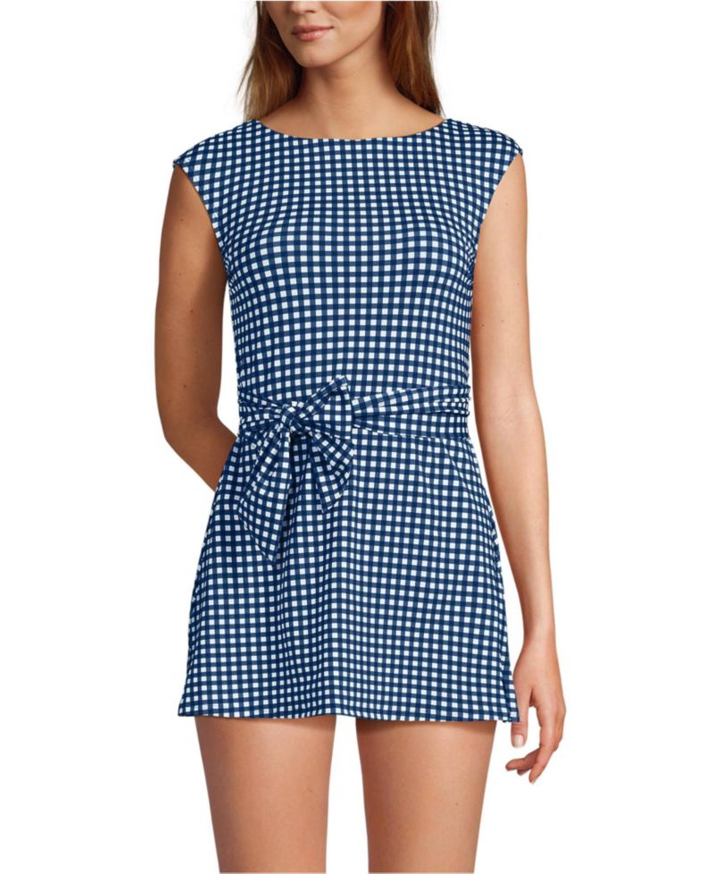 Глубокий Морской Тёмно-синий Gingham