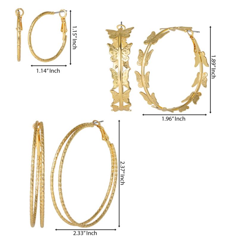 Hoop Earrings for Women 3 Pairs (3 Pack)
