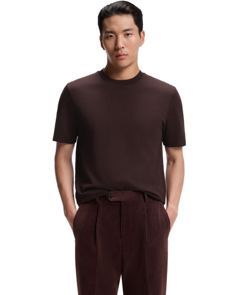 Men's Cotton-Silk Blend Windowpane-Check T-Shirt