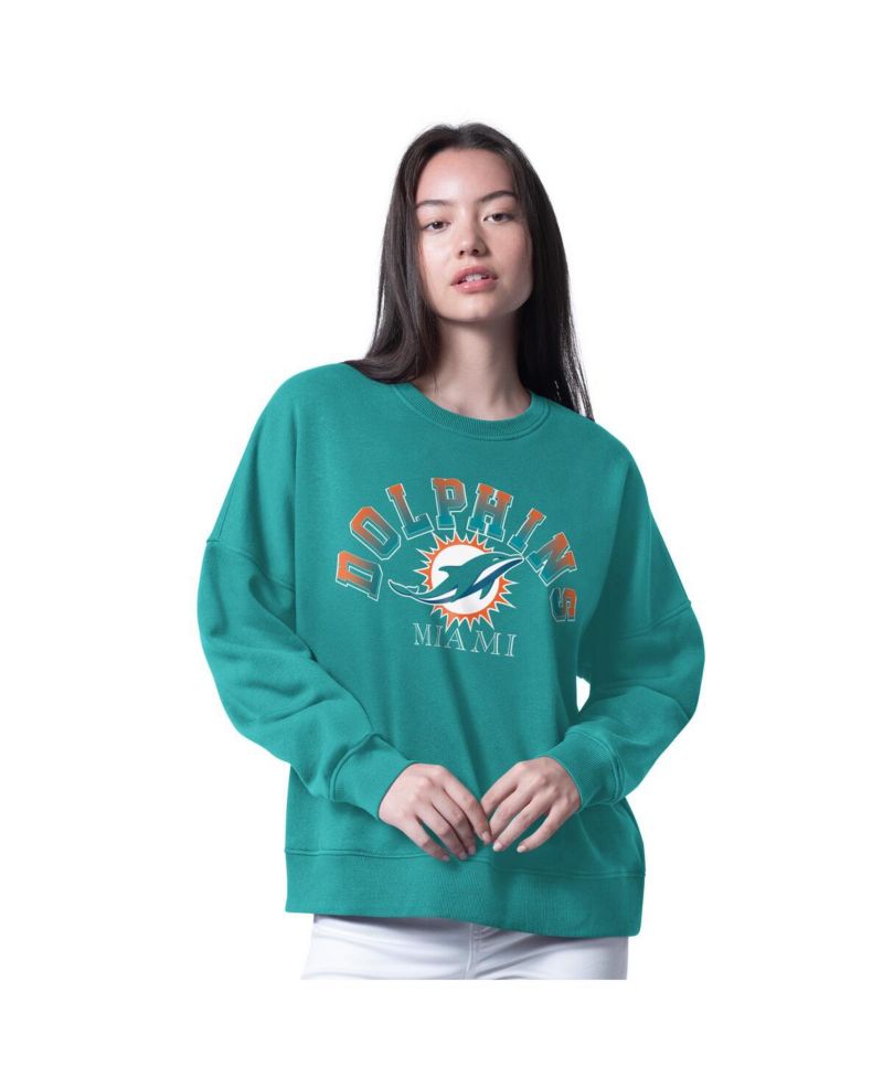 Women's Aqua Miami Dolphins Oversized Feud Sweatshirt