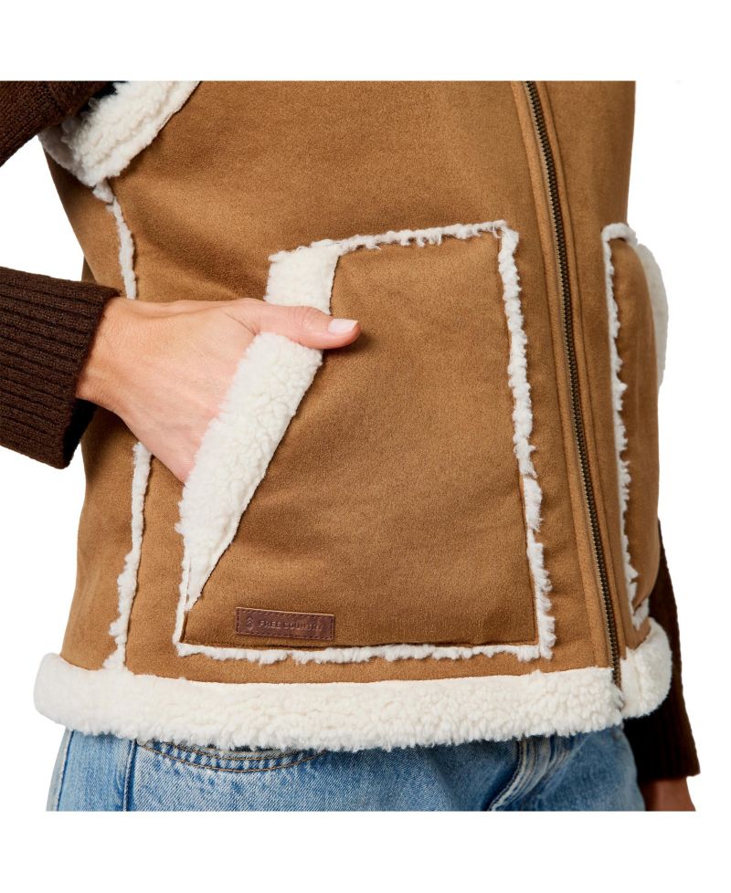 Women's Faux-Suede Shearling Reversible Vest