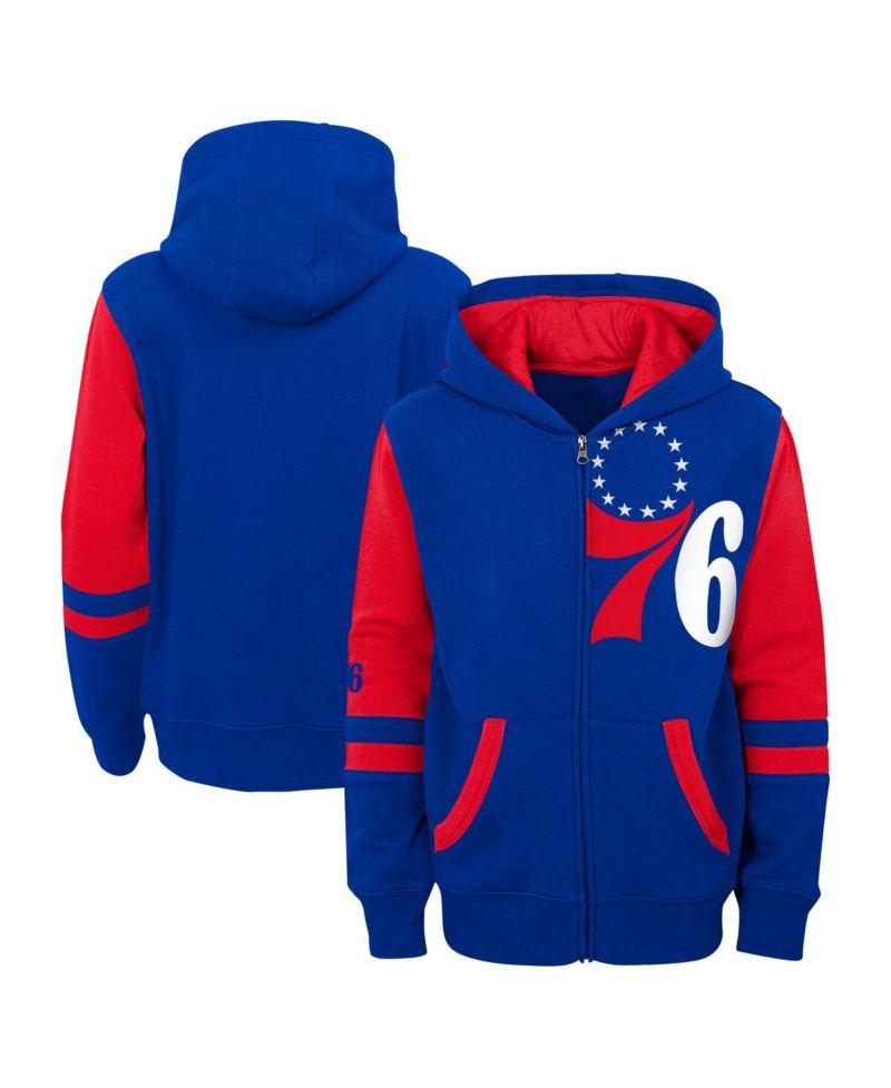 Preschool Royal Philadelphia 76ers Straight To The League Full-Zip Hoodie