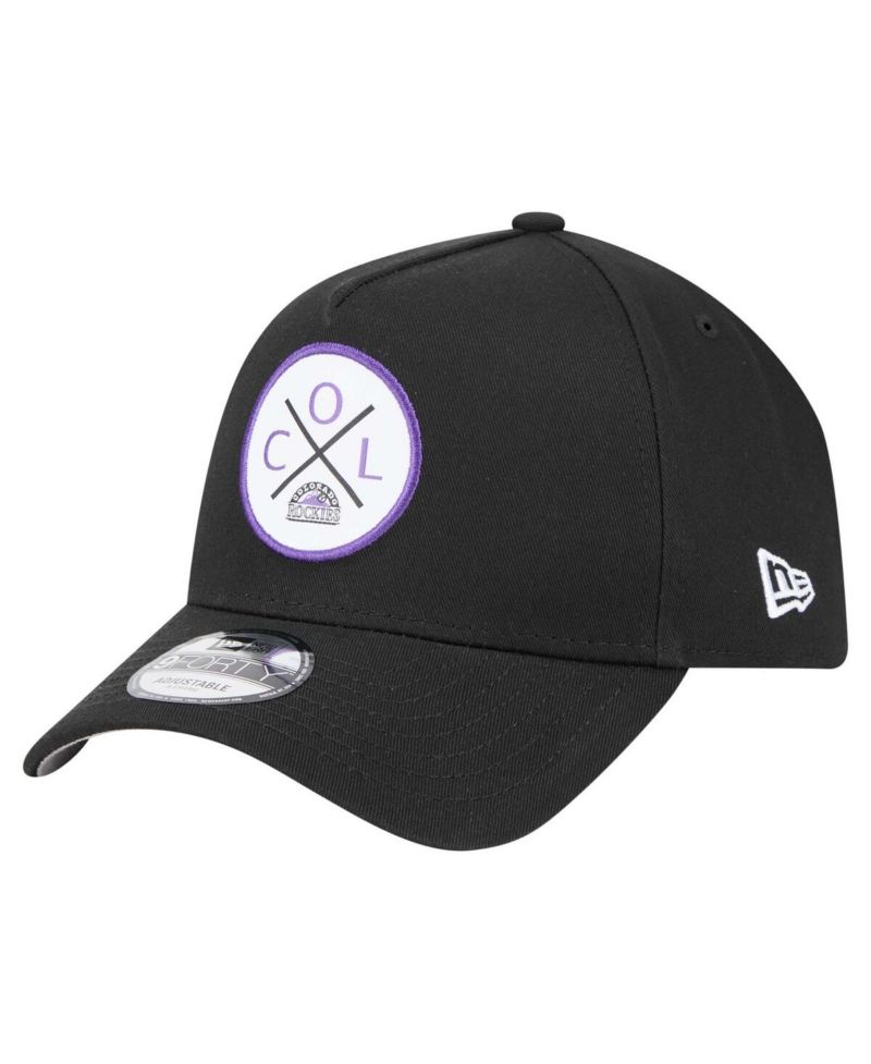 Men's Black Colorado Rockies 9FORTY A-Frame Adjustable Hat