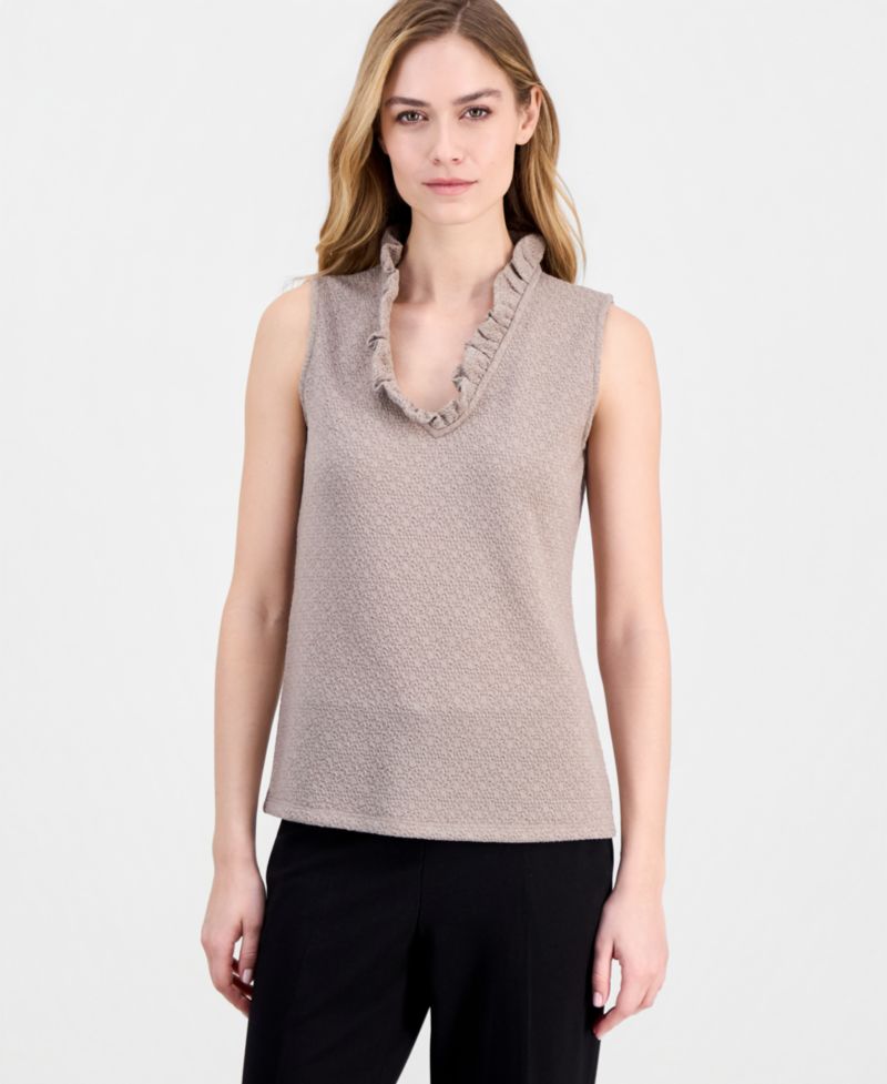 Women's Sleeveless Ruffled-Neck Top