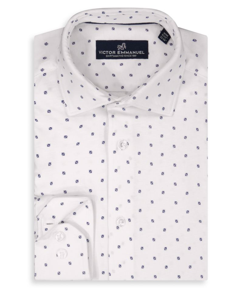 Men's Geometric Print Cotton Knit Dress Shirt