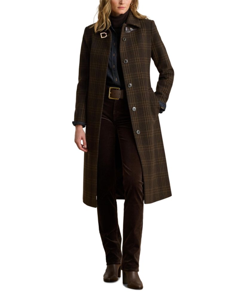 Women's Plaid Wool-Blend Belted Coat