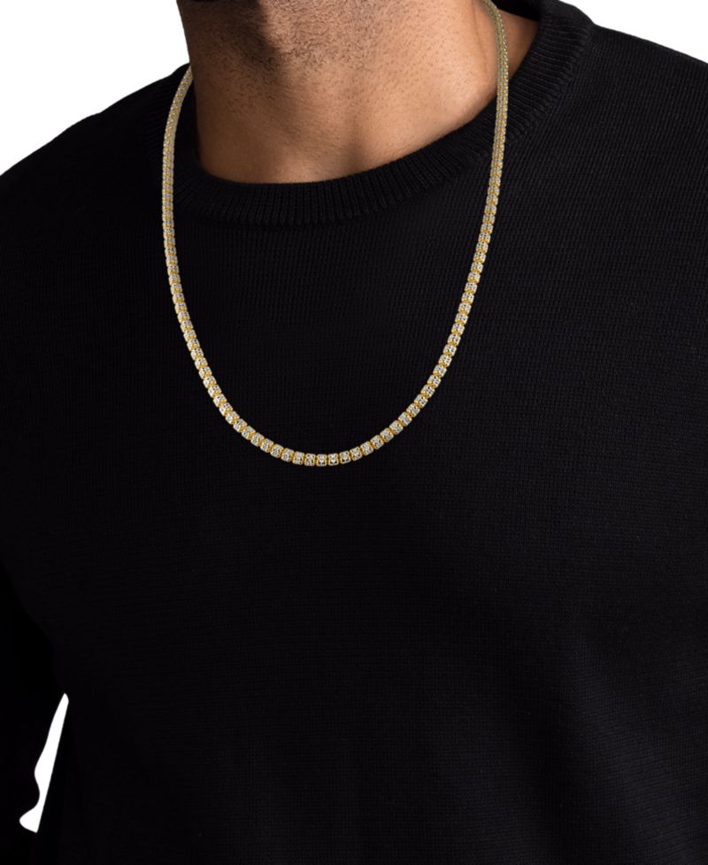 Men's Diamond-Cut Ice Chain Necklace and Bracelet in 14k Gold Over Sterling Silver Collection