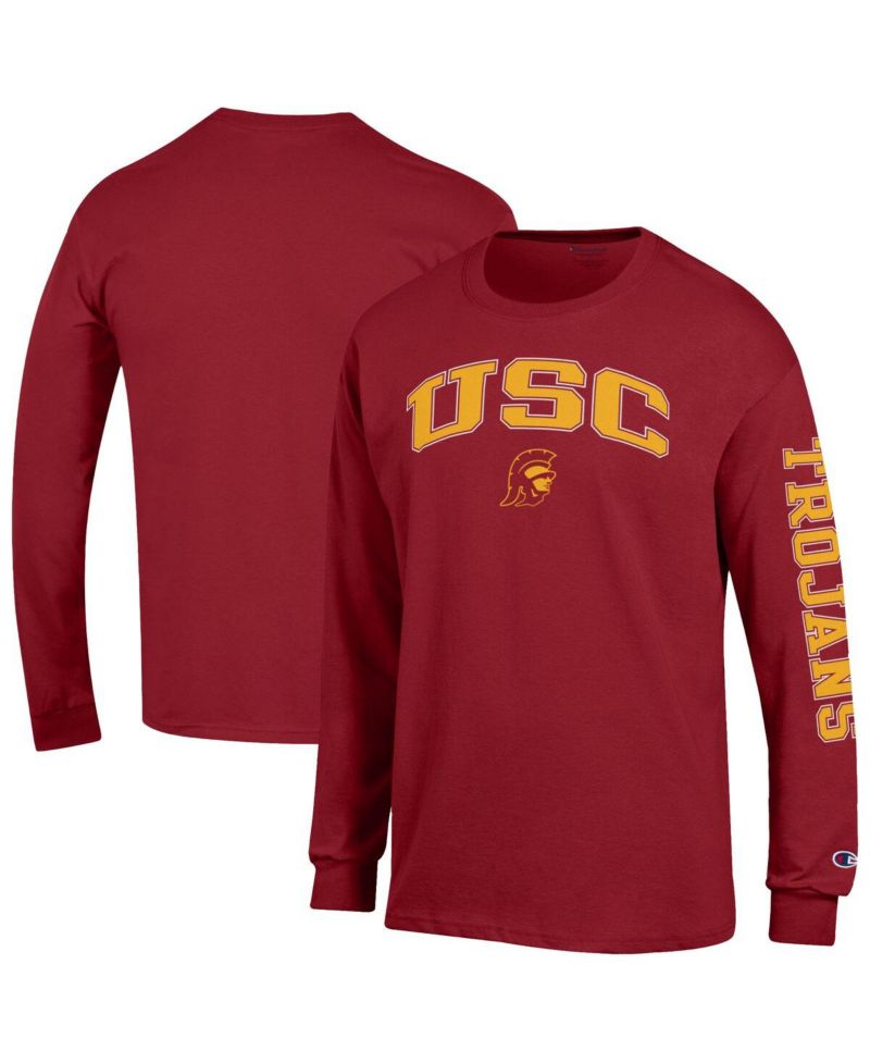 Men's Cardinal USC Trojans Arch Over Logo 2-Hit Long Sleeve T-Shirt