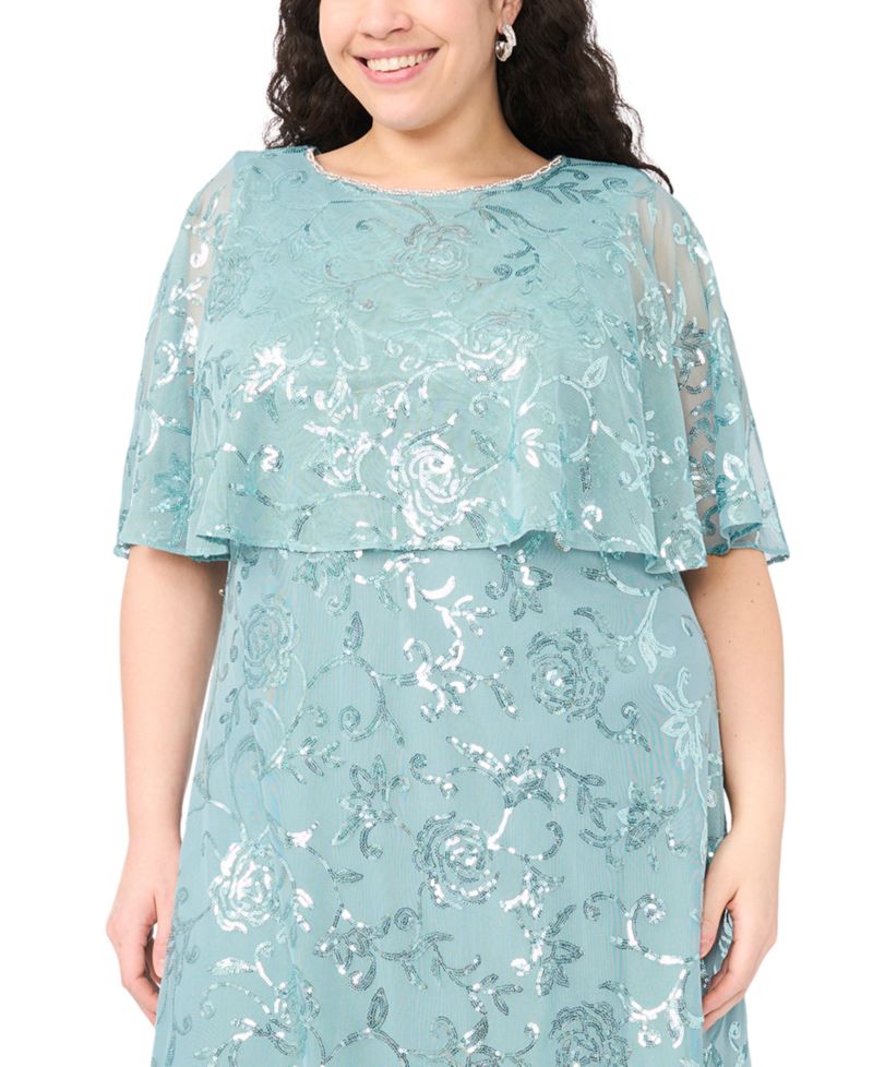 Plus Size Embellished Crewneck Midi Dress
