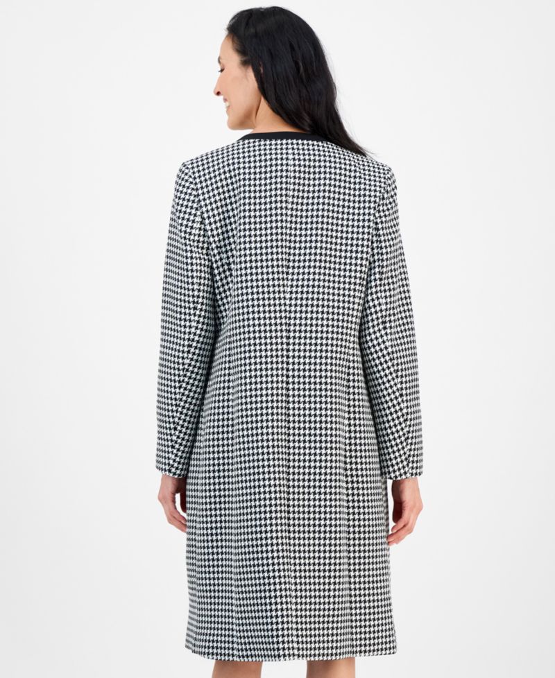 Women's Houndstooth Topper Jacket & Sleeveless 2 Piece Dress Suit