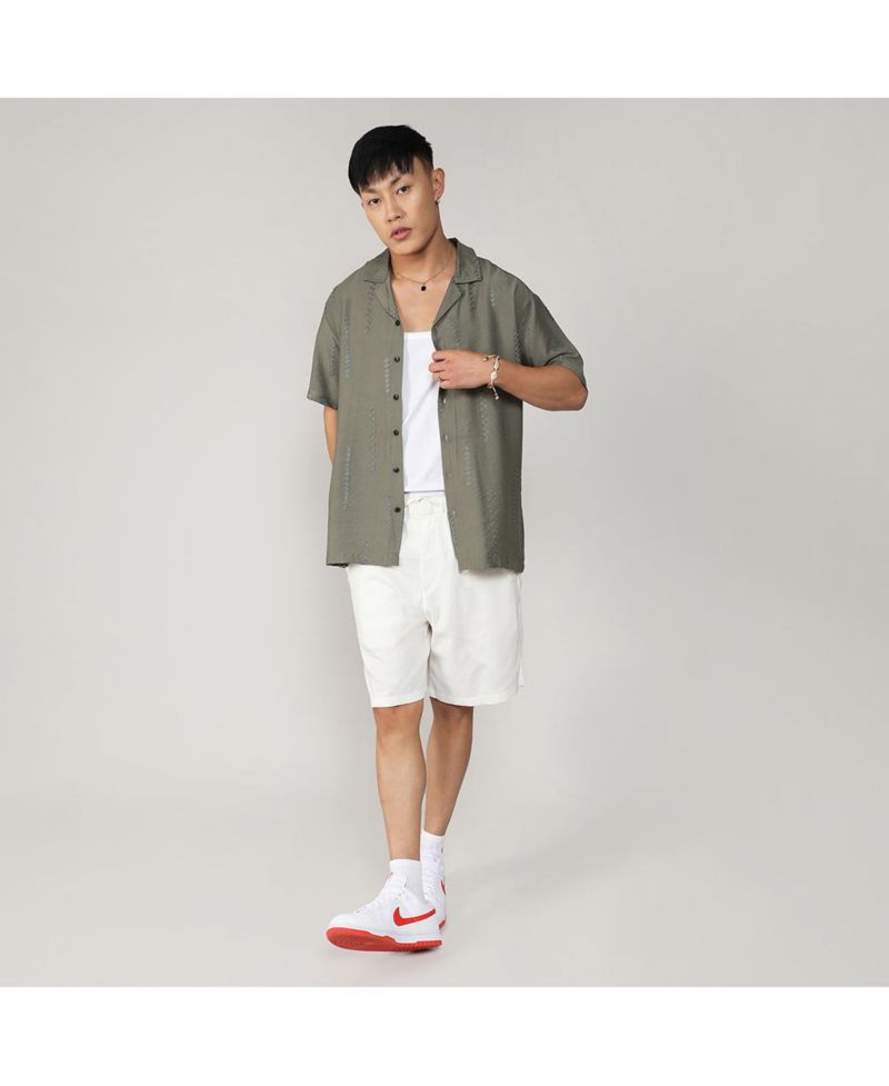 Men's Olive Green Embroidered Twist Shirt