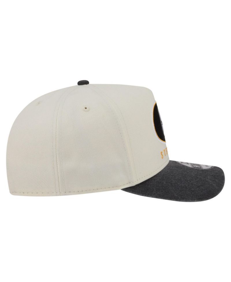 Men's Cream/Black Pittsburgh Steelers Washed A-Frame 9FIFTY Snapback Hat