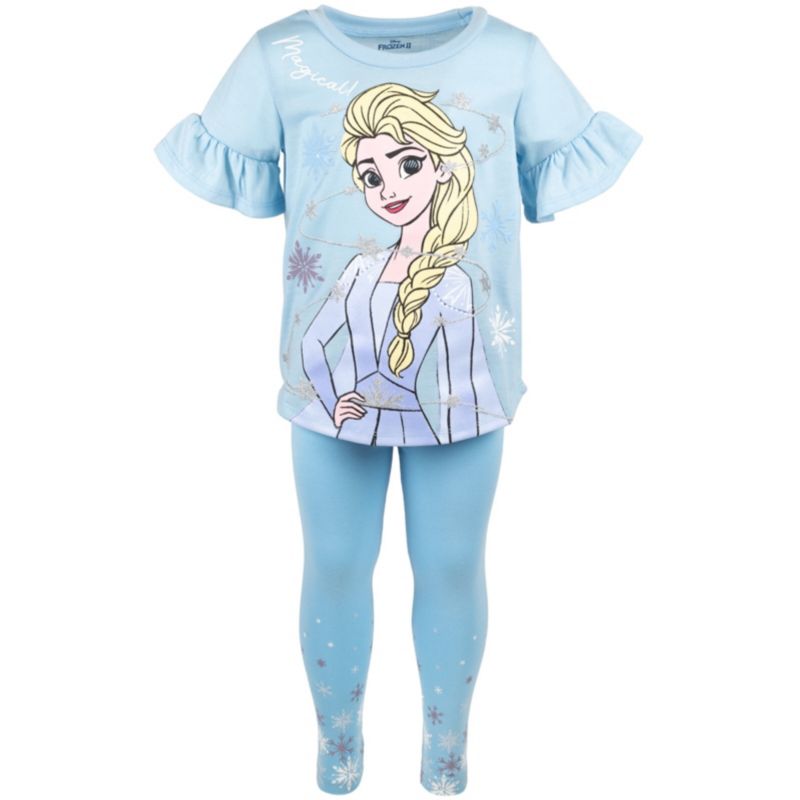 Disney Princess Moana Little Mermaid Floral Girls T-Shirt and Leggings Outfit Set Toddler to Big Kid