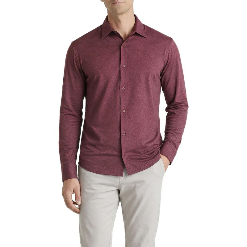 Men's Office-Leisure Collection Melange Seamless Long Sleeve Shirt