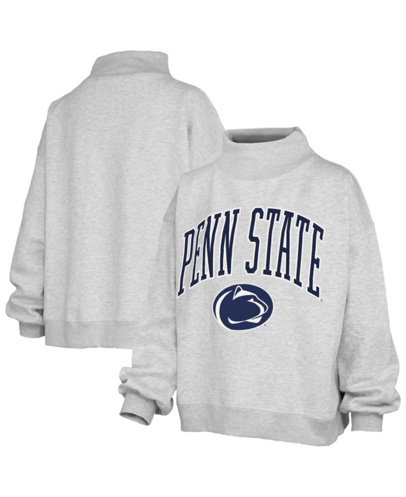 Women's Gray Penn State Nittany Lions Nelson Texture Lingo Mock Neck Fleece Sweatshirt