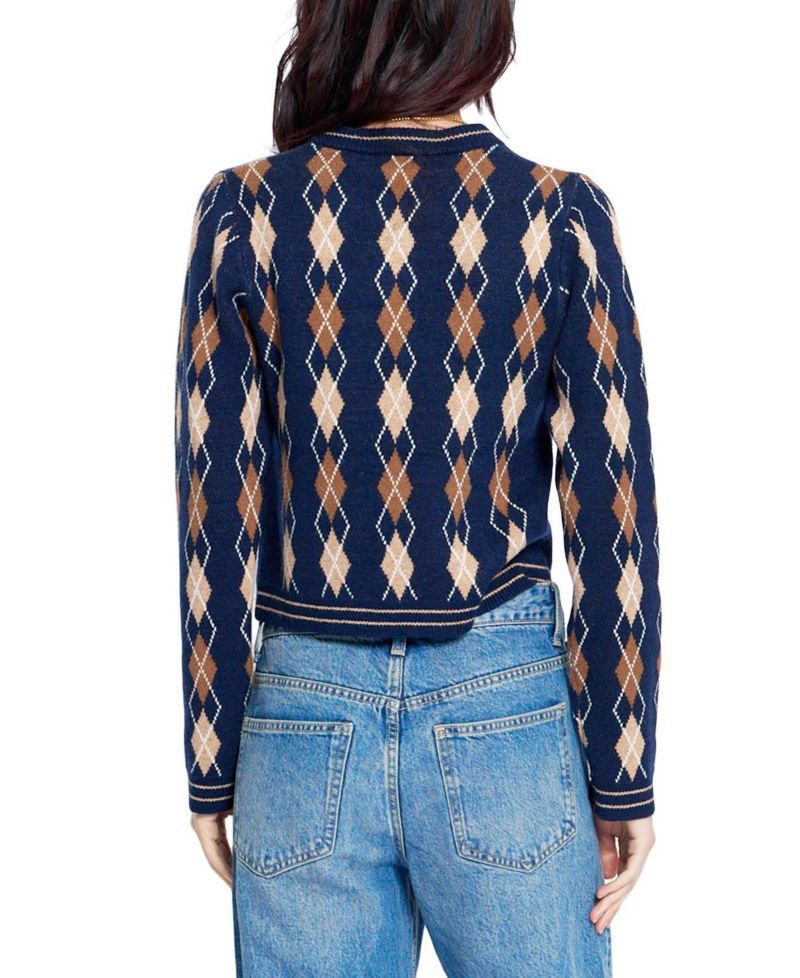 Women's Astrid Argyle Crewneck Long-Sleeve Cardigan