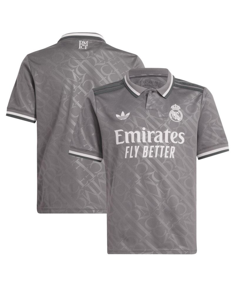 Big Boys and Girls Originals Charcoal Real Madrid 2024/25 Third Replica Jersey