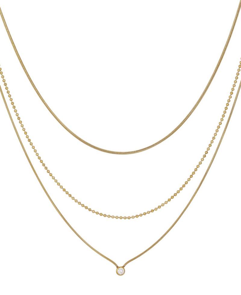 Tarnish Resistant Gold Set of 3 Connected Necklace