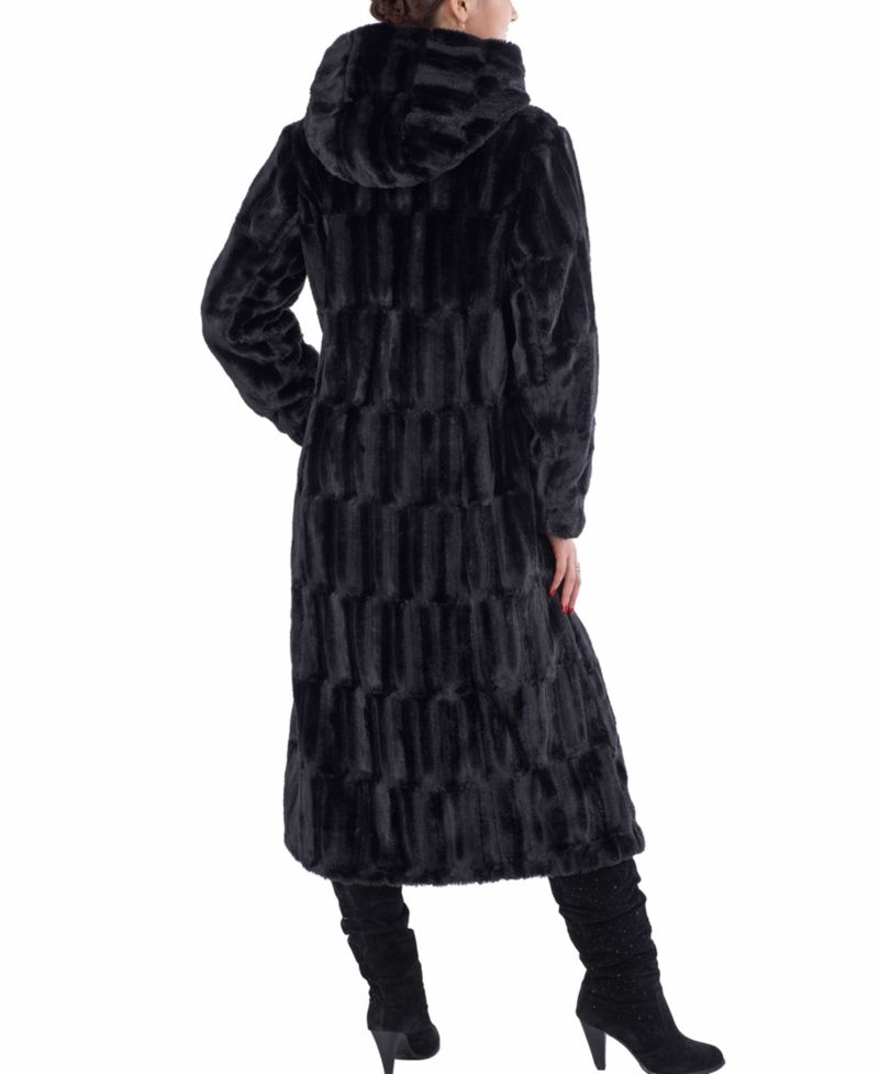 Women's Lillian Hooded Reversible Faux Mink Fur Long Coat