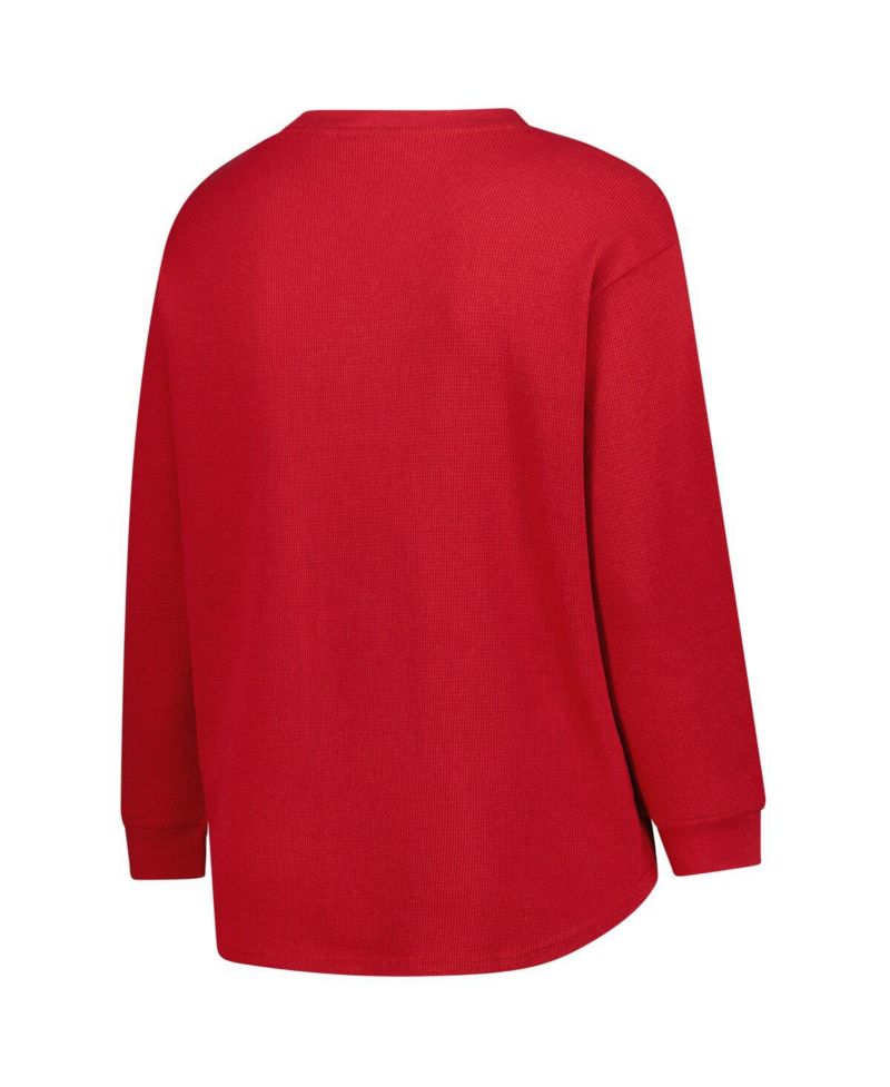 Women's Crimson Alabama Crimson Tide Lace-Up Waffle Knit Plus Size Long Sleeve T-Shirt