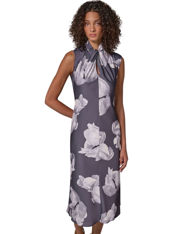 Women's Floral-Print Cap-Sleeve Midi Dress