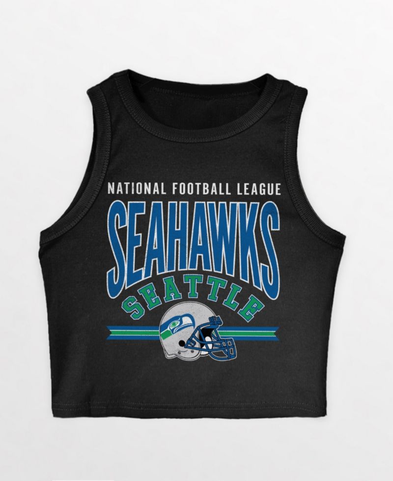 Women's Seattle Seahawks Mic Drop Essential Ribbed Crop Tank Top