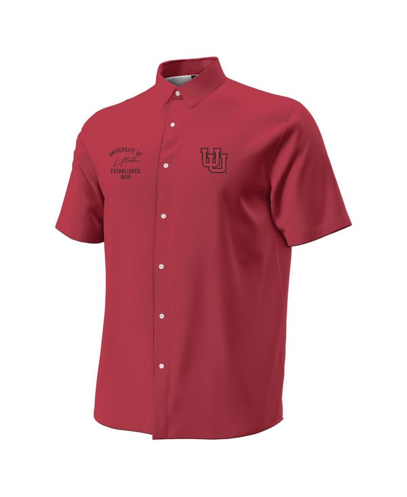 Men's Red Utah Utes Gameday ArmourFuse Camp Button-Up Shirt
