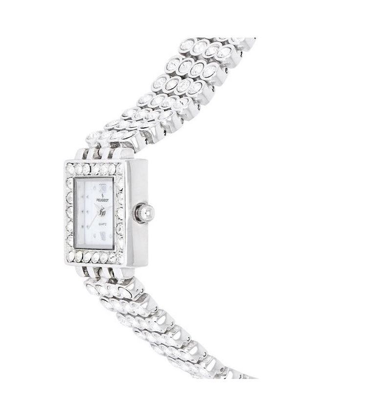 Women's Silver Jeweled Watch with Four Strands of Genuine Swarovski Crystals